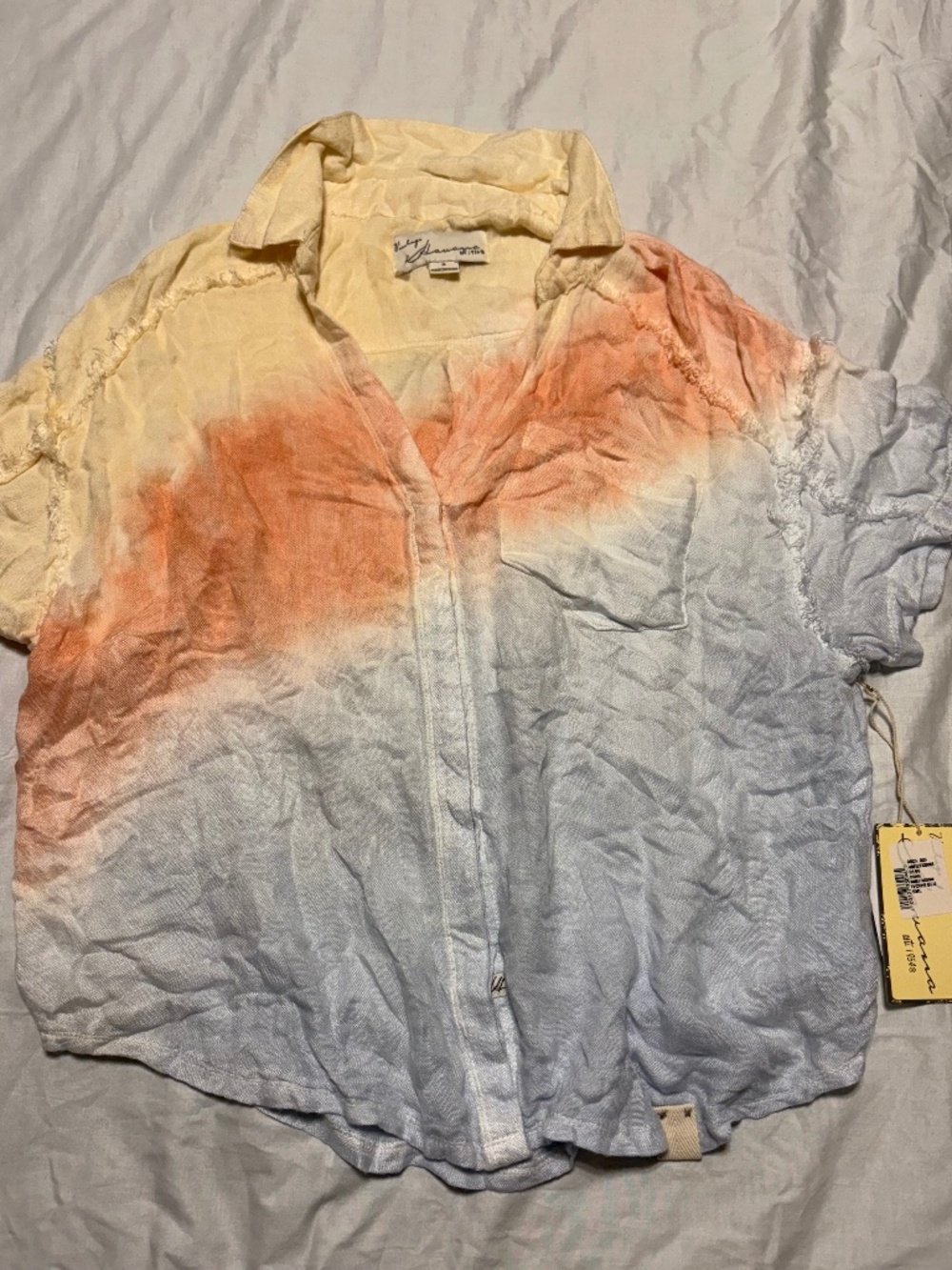 Vintage Havana NWT Tie Dye Raw Edge Button Up Shirt Size Small